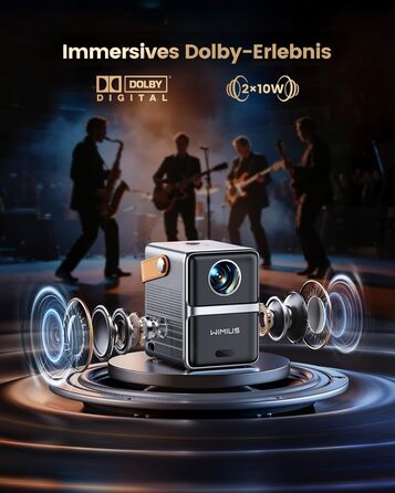 Mini проєктор Beamer 4K з WiFi 6, Dolby Audio та підтримкою Netflix | 1080P Full HD, інтегровані додатки, автоматичне фокусування, вертикальна корекція трапецеїдальних спотворень, короткофокусний, сріблясто-сірий