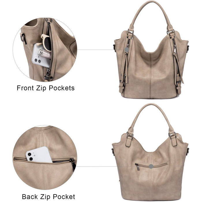 Комплект жіночих сумок Realer: велика шопер-сумка з натуральної шкіри, сумка через плече та гаманець для офісу, школи, покупок, подорожей, колір хакі