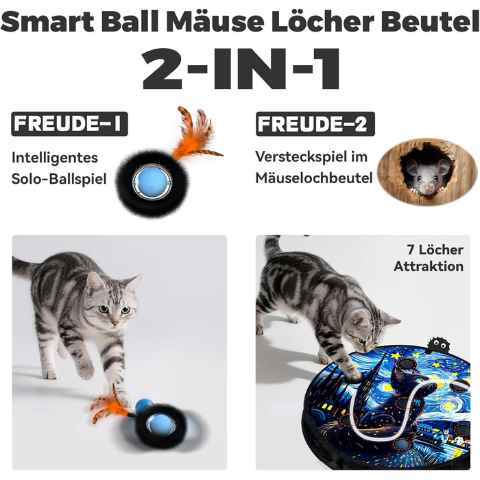 Іграшка для котів, інтерактивна куля з лабіринтом, автоматична мишка з пір'ям, мисливська іграшка, подарунок для кота