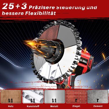 Акумуляторний шуруповерт 21V з двома акумуляторами 2000mAh, 45Nm, 25+3 ступені крутного моменту, LED, для дому та саду, DIY проєкти