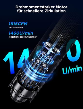 GoveeLife вентилятор Leiser: 12 швидкостей, 8 м/с, 5 режимів, таймер, осциляція 150°, керування через додаток/голос, чорний матовий