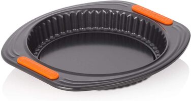 Форма для кішу та пирога Le Creuset, 28 см, антипригарна, зйомне дно, для закваски, з карбоністої сталі, антрацит/помаранчева