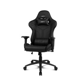 Професійне ігрове крісло DRIFT GAMING DR350 ергономічне, з 4D-підлокітниками, подушками під поперек та шию, нахил спинки 135°, безшумні колеса, чорно-біле