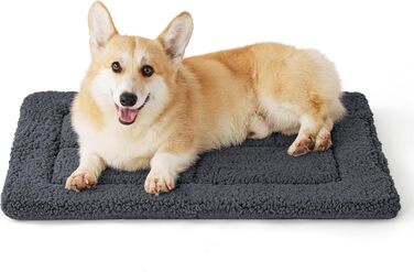Килимок для собак середніх порід BEDSURE - 89x56 см, водонепроникний, з шаром високощільнісного піноматеріалу, Sherpa плюш, легко миється (74x46 см, темно-сірий)