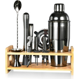 Набір шейкер для коктейлів Esmula 750 мл, 12 предметів, з рецептами, нержавіюча сталь