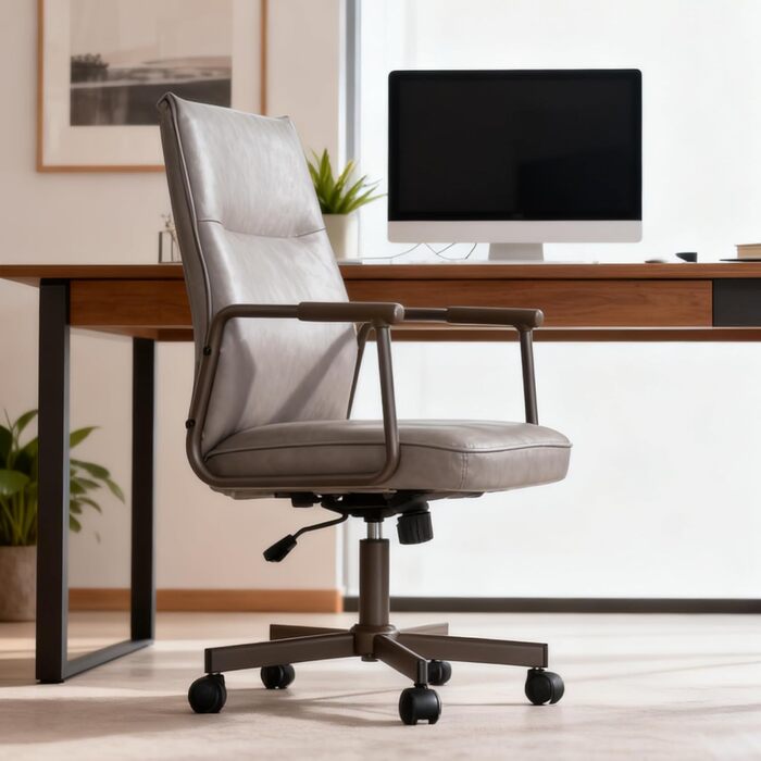 Офісне крісло Duhome з регулюванням висоти, поворот на 360°, матеріал PVC, для офісу, вітальні, спальні (сірий)