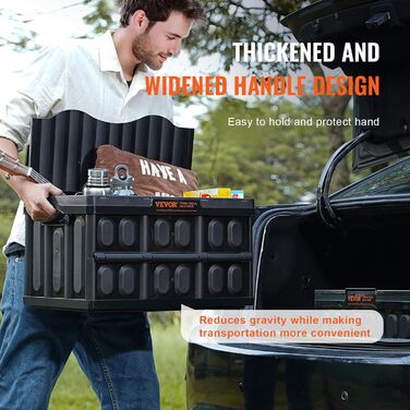 VEVOR 3-Pack 45L Professional Folding Box made of PP, Transport Box with Lid, Foldable Storage Box with Handle, Stackable Crates, Storage Box, Folding Boxes, Stackable Boxes for Storage & Transport