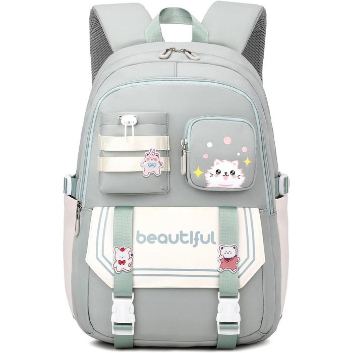 Дитячий рюкзак IvyH для дівчаток – велика місткість, водонепроникний, ідеальний для школи (2-6 клас), зелений