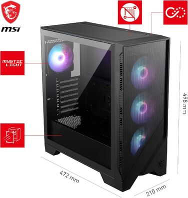 Корпус ПК MSI MAG Forge Mid-Tower: ATX, підтримка RTX 40, ARGB вентилятори, магнітні фільтри, загартоване скло, USB 3.2 Gen 1