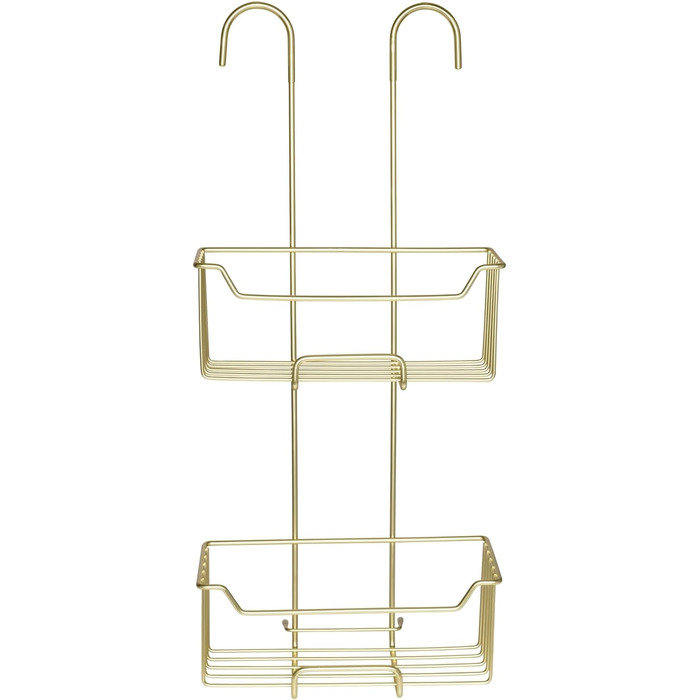 WENKO Thermostat Shower Caddy Model Milo, 2 Tiers, Shower Shelf for Hanging on the Faucet, Stainless Steel (Rustproof) Shelf, 25 x 55 x 14 cm, Gold