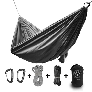Гамак Outdoor Vitals Ultraleichte (Антрацит, Single Plus) з кріпленнями: Whoopie Sling, ременями для дерев та сумкою