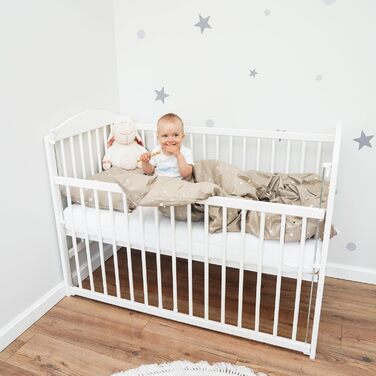 Комплект постільної білизни для дитячого ліжечка Kinderbettwäsche: бавовна 90x120/40x60 см + ковдра та подушка. Oeko-Tex, білий/сірий, для хлопчиків та дівчаток