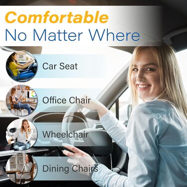 Подушка для сидіння в авто з Memory Foam для полегшення болю в попереку, велика, для водіїв невеликого зросту, комфортне водіння - для авто, офісу (чорна)
