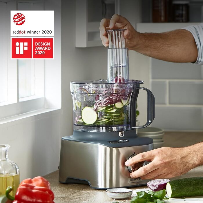 Кухонний комбайн Kenwood MultiPro Compact+ FDM316SS, 2,1 л, 800 Вт, з нержавіючої сталі, з вагами, 11 насадок, сріблястий