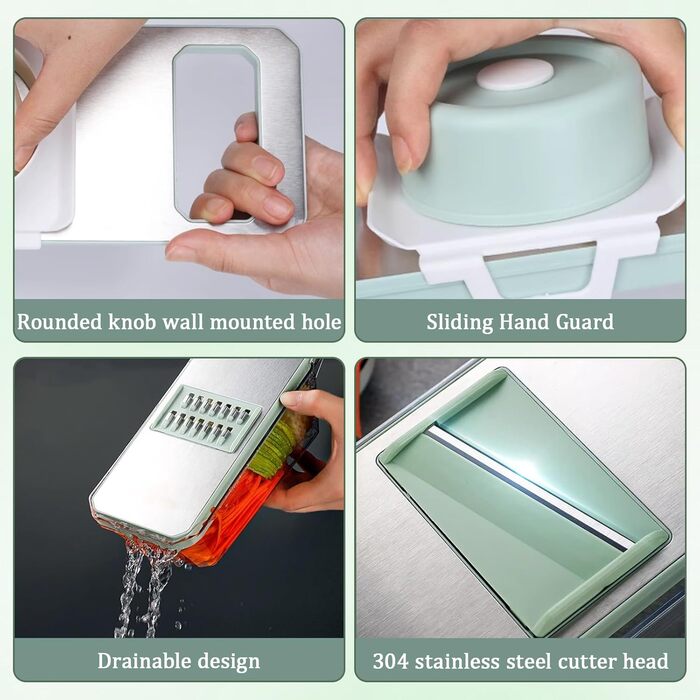 Мандоліна для овочів 7-в-1 з нержавіючої сталі – набір для нарізки овочів та шинкування | Професійний овочевий слайсер для салату та напівфабрикатів