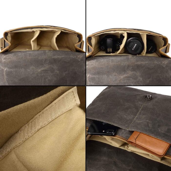 Сумка-переноска для камери Neuleben з відділенням для камери, vintage, маленька, на плечі, з вощеного канвасу, зелена (для жінок/чоловіків)