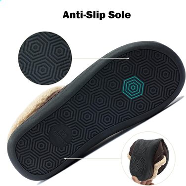 Чоловічі халапи Miqieer з піною пам'яті, теплі зимові халапи з плюшу, розмір 45/46 EU, колір кавовий