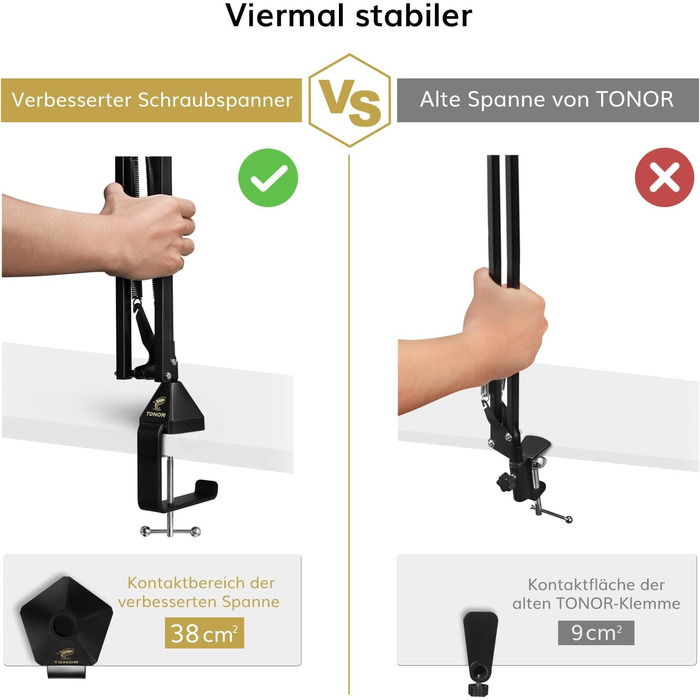 Стійка для мікрофона TONOR T20 з поп-фільтром та адаптером 3/8' - 5/8', мікрофонний кліп