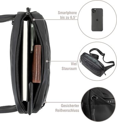 Чоловіча поясна сумка Bugatti Blanc - для подорожей, повсякденного використання та спорту (Чорна)