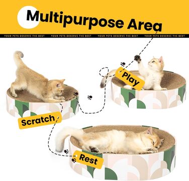 Кігтеточка для котів Conlun 2 в 1: овальна, з мискою та гніздом, з гофрованого картону (43x33x10 см)