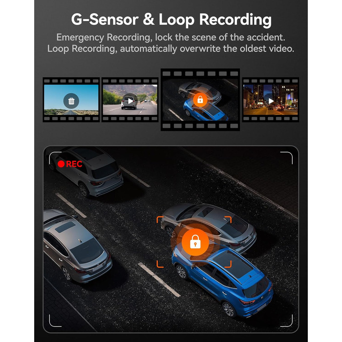 WOLFBOX i07: Автомобільний відеореєстратор 3-камерний з WiFi GPS, 4K+1080P+1080P, 2.5K+1080P+1080P, LCD 3