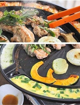Сковорода-гриль Queen Sense для корейського барбекю Samgyeopsal, антипригарна, для плити, з системою відведення жиру
