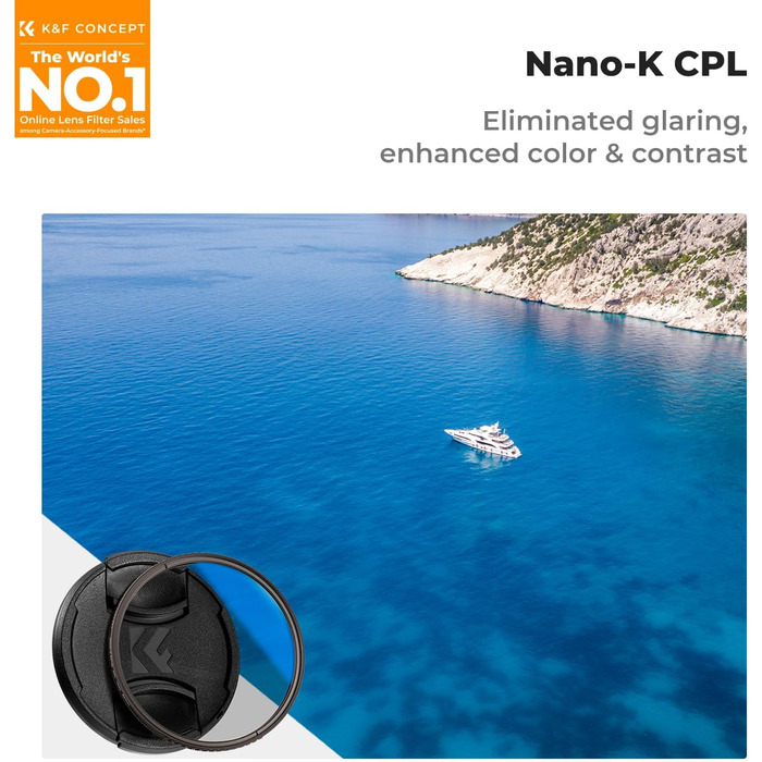 Поляризаційний фільтр K&F Concept Nano CPL 40.5mm з кришкою об'єктива, серветкою для чищення та захисним фільтром з 18-шаровим нанопокриттям