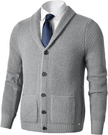 Чоловіча в'язана жилетка з коміром-шарфом, візерунок 