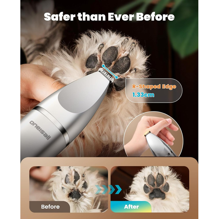 Набір для догляду за собаками Oneisall 4-в-1: тример, шліфувальник нігтів, тиха робота, бездротовий