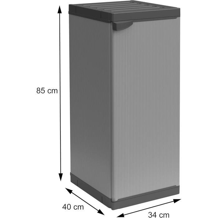 Mongardi W2016 cabinet made of PVC and PP resin, 1 door, 1 shelf, easy assembly, modular system, robust, suitable for indoor and outdoor areas, 34 W x 40 D x 85 H cm, Black and Grey