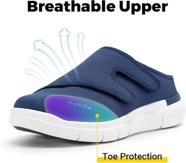 Домашні тапочки FitVille для чоловіків, широкі з клямкою, пантофи для реабілітації, розмір 41 EU, блакитні