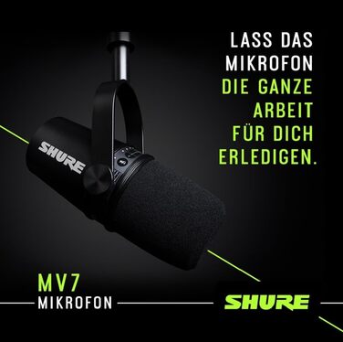 Мікрофон Shure MV7+ для подкастів, стрімінгу та запису - білий (срібний). USB/XLR, LED-сенсор, автоматичне регулювання рівня звуку, цифровий поп-фільтр