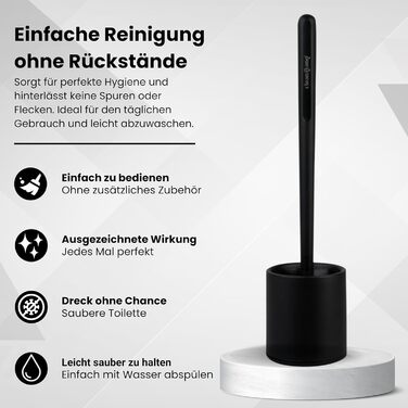 Набір для туалету Cleangang®: щітка для унітазу з тримачем, чорний силікон, швидке висихання, сучасний дизайн