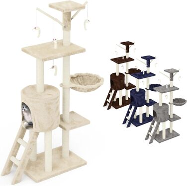 Дерев'яний кігтеточка для котів Beltom® Kratzbaum 140 см, ігровий комплекс, бежевий