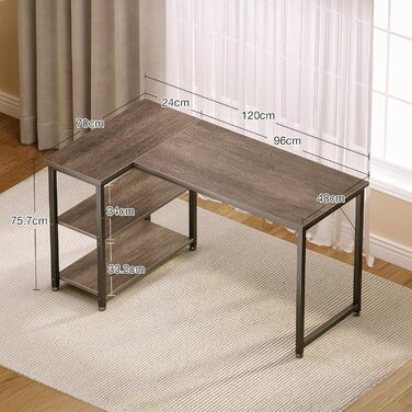 Ігровий стіл Coleshome, кутовий, з обертовим органайзером, 120x70 см (сірий)