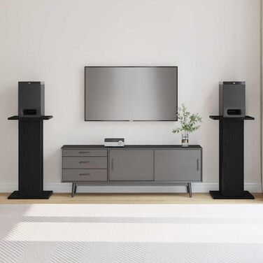 Підставка для колонок vidaXL, 2 шт., висока, для Hi-Fi, домашнього кіно, саундбар, покращене звучання, ДСП, чорна ельха, 30x30x60 см