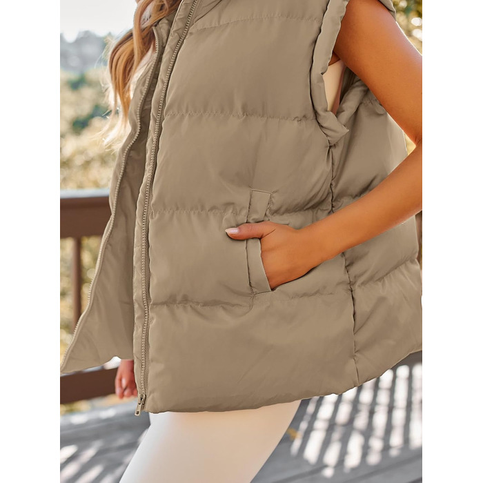 Жіноча жилетка AUTOMET: стильна осіння куртка, безрукавна модель, тепла зимова верхня одежда, колір хакі, розмір S