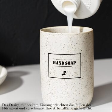 Дозатор для миючого засобу та рідкого мила GIRLUFO, 350 мл, бежевий, з великим насосом. Наповнюваний дозатор для ванної кімнати та кухні. Легкий у використанні.