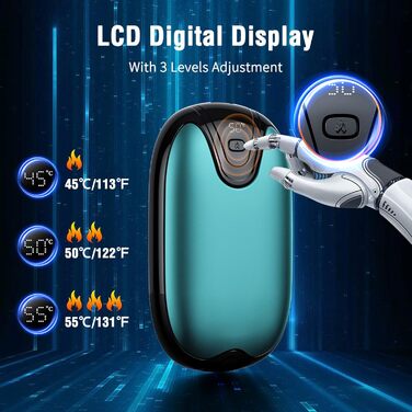 Електричні грілки для рук, набір 2 шт., перезаряджувані, портативні, 3 режими нагріву, ідеальний подарунок для спорту, гольфу, кемпінгу, блакитні