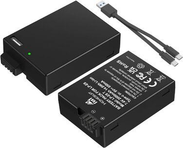 Акумулятор LP-E8 1800mAh Homesuit + LED зарядний пристрій для Canon EOS Rebel T2i T3i T4i T5i 600D 650D 700D Kiss X4 X5 X6 X6i X7i (2 шт. акумулятори + 1 зарядний пристрій)