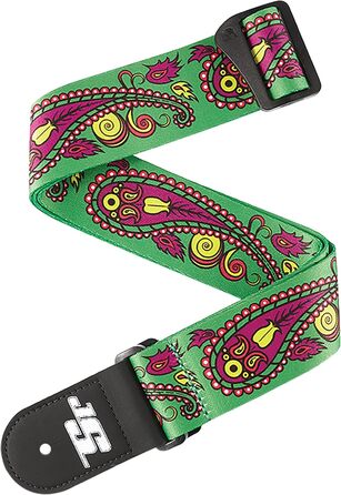 Ремінь для гітари D'Addario Planet Waves Joe Satriani Collection, тканий, Paisley, зелений, 1520мм x 50мм
