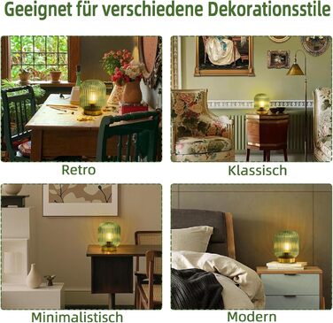 LED настільна лампа MJ PREMIER: акумуляторна, з сенсорним керуванням, регулювання яскравості, скло, USB зарядка, аварійна, зелена