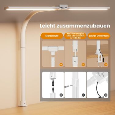 SIBRILLE Dual-Head LED Desk Lamp - Adjustable, Dimmable, Eye Protection for Office, PC, and Monitor Use