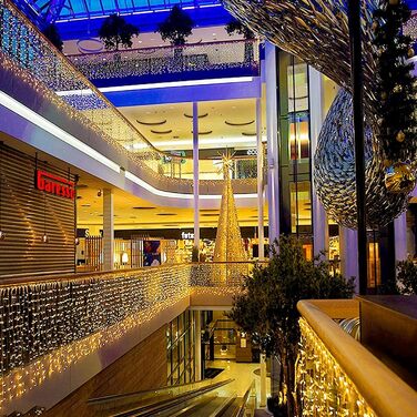 Ланцюжок вогнів 10м 400LED, штора з вогнями, тепле біле світло, 8 режимів, для дому та вулиці, EU-штекер, прикраса на Новий рік