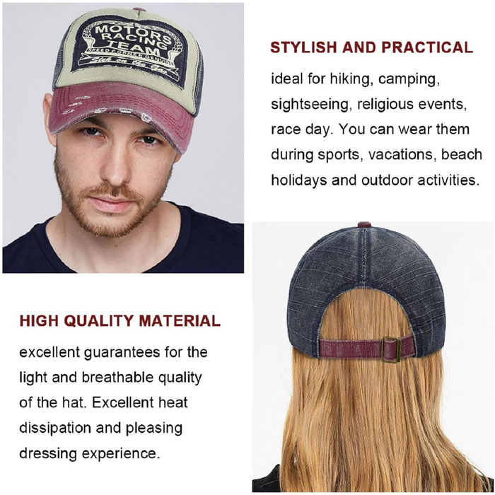 Кепка бейсболка Tuopuda Retro з регулюванням, червона, унісекс