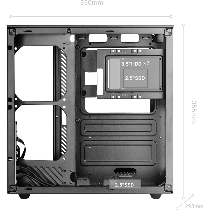 Ігровий корпус Mars Gaming MC-3TCORE MC-INFINIO LITE ATX, панорамне скло, підтримка рідкого охолодження, чорний