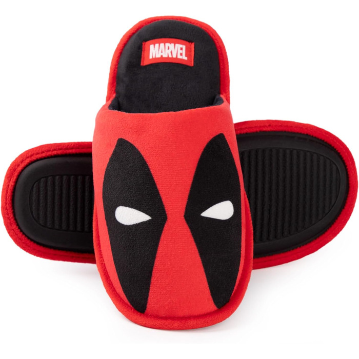 Тапочки Deadpool Marvel для дому, дорослі | Червоні пантофлі з принтом маски | Супергеройські тапочки Marvel Comics 43/44 EU