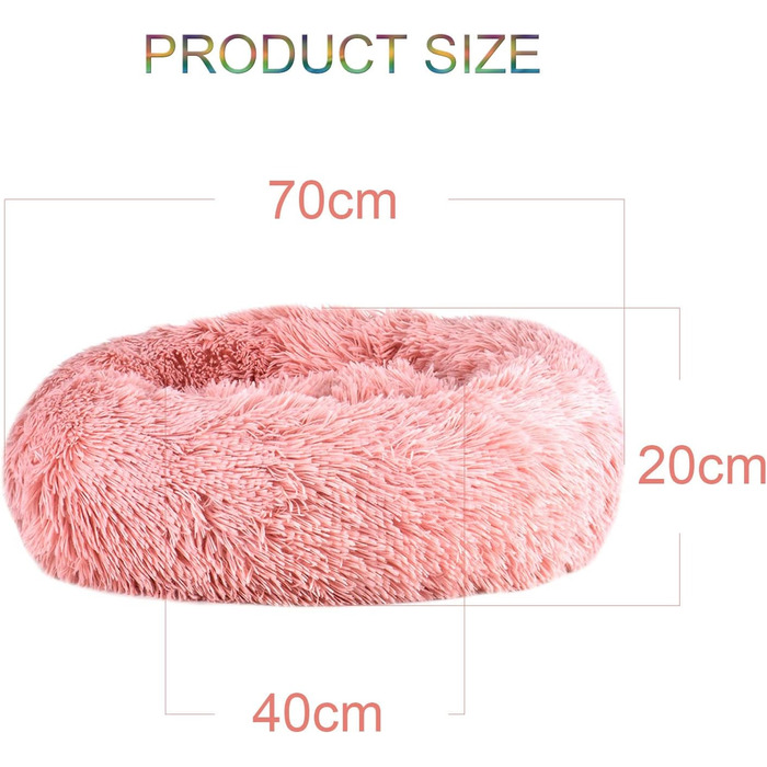 М'яке кругле ліжко для котів та собак. Ліжко-подушка для домашніх тварин, 70см, білий/рожевий колір