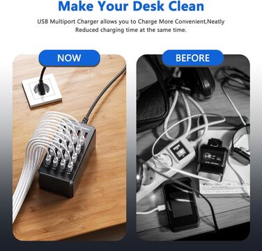 USB-зарядний пристрій 20 портів 100W/20A, настільна станція для iPhone 14/15/16, Samsung Galaxy S23/S24, Google Pixel, планшетів та інших USB-пристроїв