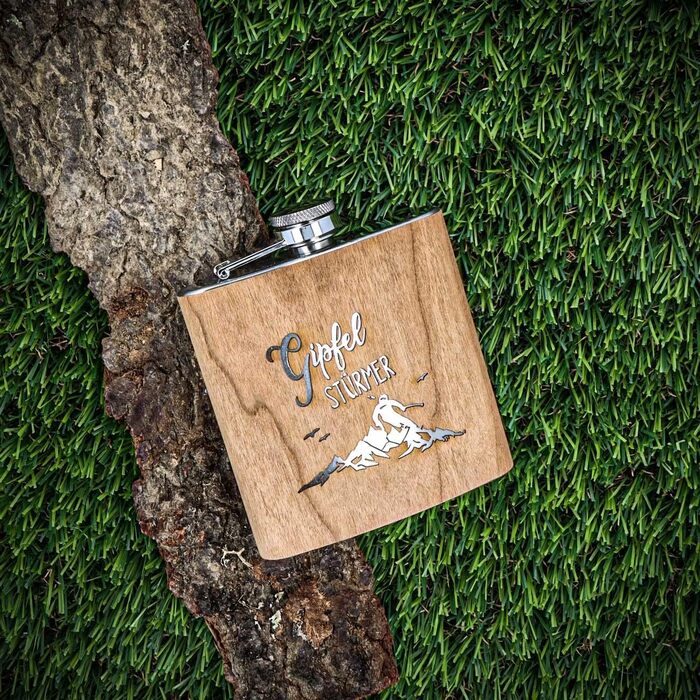 Фляга з нержавіючої сталі з гравіюванням - Оригінальний подарунок для любителів лиж та сноуборду | Ідеально для афтескі та зимових пригод (Гірський Штурм)